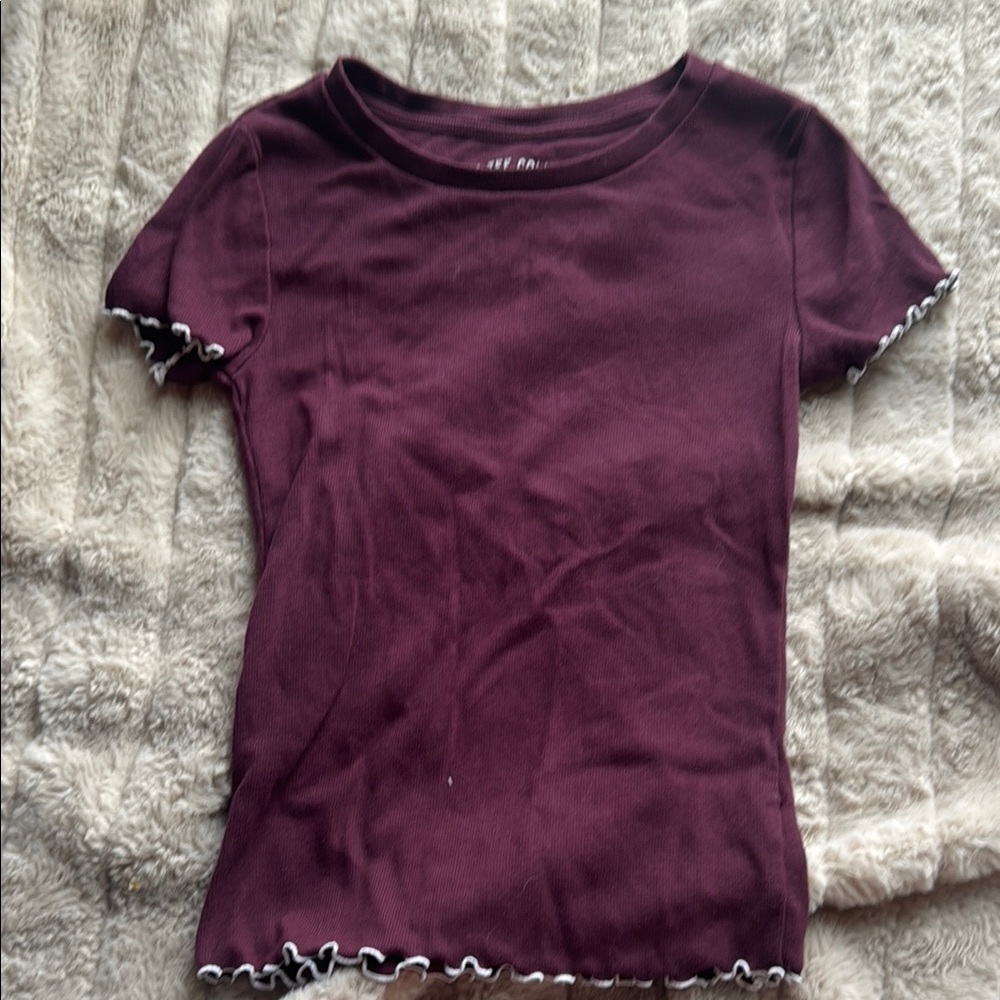 Aeropostale Purple Fitted Ruffled Tee